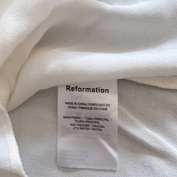 Reformation  Puff Sleeve Smocked Blouse Top in Cream Size 10 - Picture 10 of 15